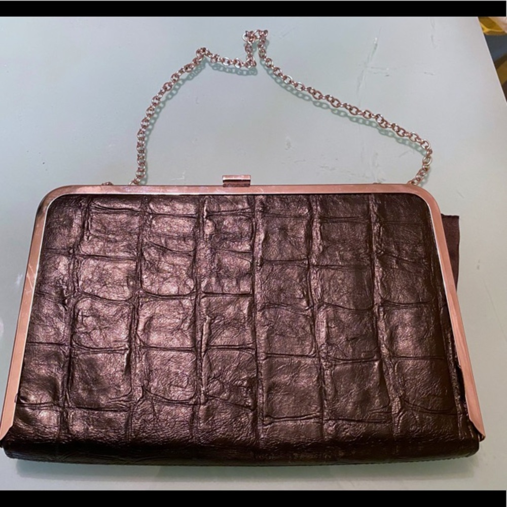 Black crocodile style clutch